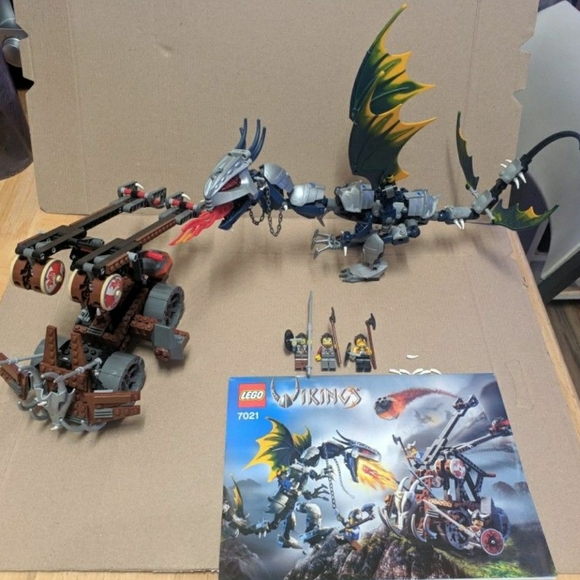 Lego Vikings Viking Double Catapult VS The Armored Ofnir Dragon Set 7021
